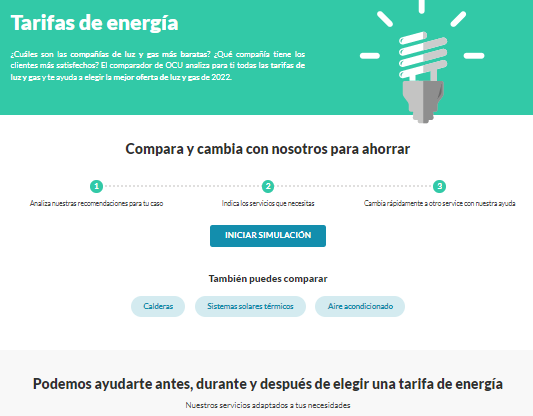Comparador de tarifas de luz OCU